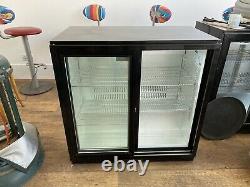 2 Glass Sliding Door Display Fridge Under Counter Shop Chiller Refrigerator