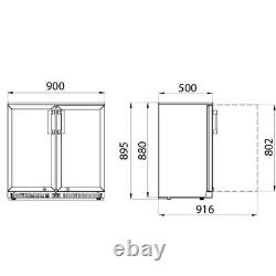 2 Hinged Glass Door Graded Under Counter Man Cave Bottle Cooler Pub Beer Fridge