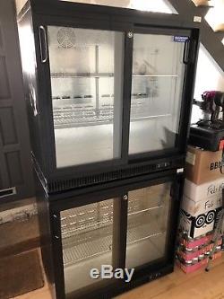 2x Working Double Sliding Bar Bottle Cooler Under Counter Display Fridge