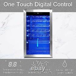 33 Bottles Wine Fridge Cooler Quiet Touch Control LED Under Counter Beer Fridge