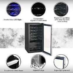 33 Bottles Wine Fridge Cooler Quiet Touch Control LED Under Counter Beer Fridge