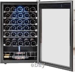 33 Bottles Wine Fridge Cooler Quiet Touch Control LED Under Counter Beer Fridge