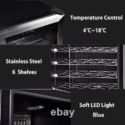 33 Bottles Wine Fridge Cooler Quiet Touch Control LED Under Counter Beer Fridge