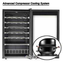 33 Bottles Wine Fridge Cooler Quiet Touch Control LED Under Counter Beer Fridge