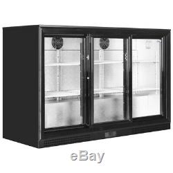 3 Door Low Height Undercounter Sliding Door Drink Bottle Bar Cooler Fridge