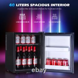 40L Mini Fridge 48 Cans Under Counter Small Cooler Fridge Removable Shel