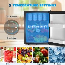 40L Mini Fridge 48 Cans Under Counter Small Cooler Fridge Removable Shel