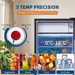 45L Compact Fridge Freezer Combo, Freestanding Under Counter Refrigerator 41dB