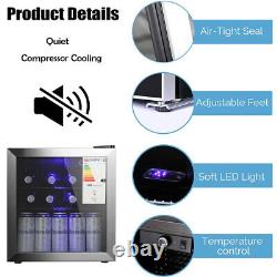 46L Drinks Cooler Fridge Glass Door Compact Counter Top Beer Wine Chiller