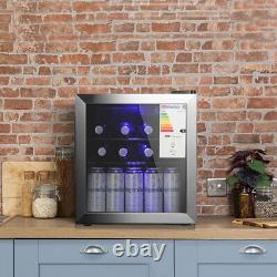 46L Drinks Cooler Fridge Glass Door Compact Counter Top Beer Wine Chiller