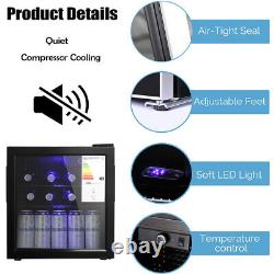 46/90L Drinks Cooler Fridge withGlass Door Under Counter Beer Wine Display Chiller