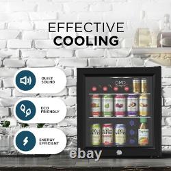 50L Glass Mini Fridge Tabletop LED Light with Lock & Keys
