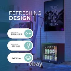 50L Glass Mini Fridge Tabletop LED Light with Lock & Keys