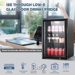 52L/70L Freestanding Fridge with Glass Door 0-10? Drinks Fridge Table Top Fridge
