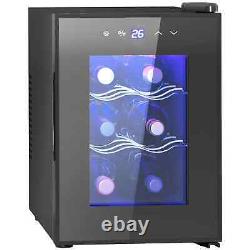 6 Bottle Wine Cooler Fridge, Mini Under Counter Wine Fridge with Glass Door