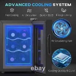 6 Bottle Wine Cooler Fridge, Mini Under Counter Wine Fridge with Glass Door