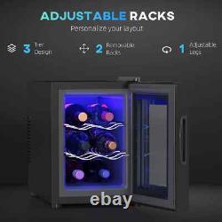 6 Bottle Wine Cooler Fridge, Mini Under Counter Wine Fridge with Glass Door