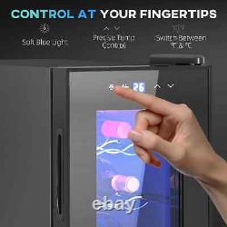 6 Bottle Wine Cooler Fridge, Mini Under Counter Wine Fridge with Glass Door