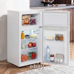 70L Dual Door Compact Refrigerator Adjustable Thermostat Freestand Small Fridge