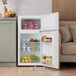 70L Dual Door Compact Refrigerator Adjustable Thermostat Freestand Small Fridge