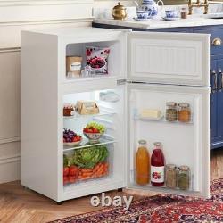 70L Dual Door Compact Refrigerator Adjustable Thermostat Freestand Small Fridge