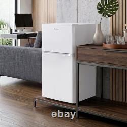 70L Dual Door Compact Refrigerator Adjustable Thermostat Freestand Small Fridge