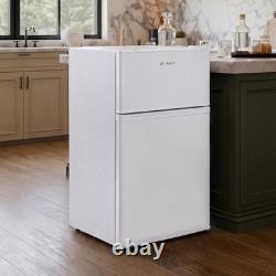 70L Dual Door Compact Refrigerator Adjustable Thermostat Freestand Small Fridge