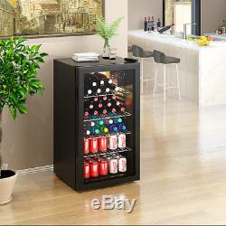 85L/93 L Drinks Cooler Fridge Glass Clear Door Under Counter Beer Wine Display