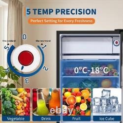 90L Mini Fridge Under Counter Fridge Freezer with Adjustable Temperature Control