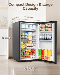 90L under Counter Fridge, Small Fridge with Reversible Door & Chiller Box, 7-Sta