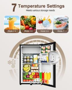 90L under Counter Fridge, Small Fridge with Reversible Door & Chiller Box, 7-Sta