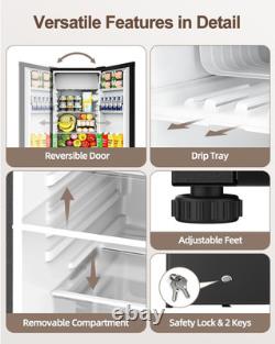 90L under Counter Fridge, Small Fridge with Reversible Door & Chiller Box, 7-Sta