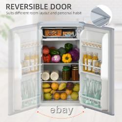 91L Freestanding Under Counter Fridge Ice Box Reversible Door Grey HOMCOM
