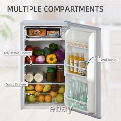 91L Freestanding Under Counter Fridge Ice Box Reversible Door Grey HOMCOM