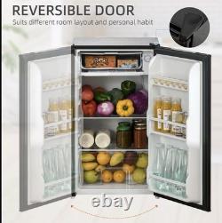 91L Under Counter Fridge Freezer Black Reversible Door 47.5cm Wide compact new