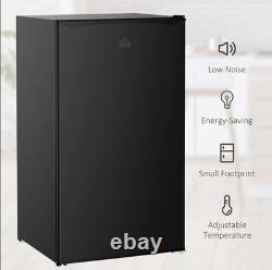 91L Under Counter Fridge Freezer Black Reversible Door 47.5cm Wide compact new