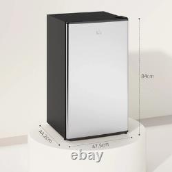91L Under Counter Fridge Freezer Small Refrigerator Chiller Reversible Door Silv
