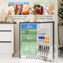 91L Under Counter Fridge Freezer Small Refrigerator Chiller Reversible Door Silv