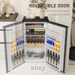 91L Under Counter Fridge Freezer Small Refrigerator Chiller Reversible Door Silv