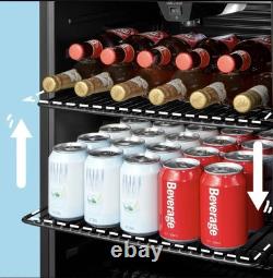 93L Under Counter Fridge, Adjustable Temperature (2-15°C), LED Lighting Cooler