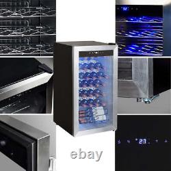 95L 33 Bottles Under Counter Wine Fridge Beverage Cooler Stainless Steel Bar