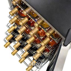 95L 33 Bottles Under Counter Wine Fridge Beverage Cooler Stainless Steel Bar