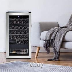 95L 33 Bottles Under Counter Wine Fridge Beverage Cooler Stainless Steel Bar