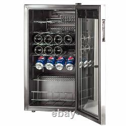95L 33 Bottles Under Counter Wine Fridge Beverage Cooler Stainless Steel Bar