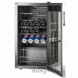 95L Glass Door Wine & Beverage Cooler Undercounter Mini Bar Beer Drinks Fridge