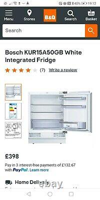 BOSCH Integrated Undercounter Fridge model KUR15A50GB excellent condition