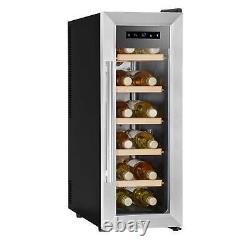 Baridi 12 Bottle Wine Cooler Fridge, Touch Controls, LED Light, Stainless Steel