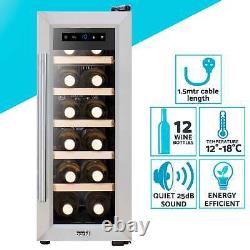 Baridi 12 Bottle Wine Cooler Fridge, Touch Controls, LED Light, Stainless Steel