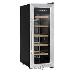 Baridi 12 Bottle Wine Cooler Fridge, Touch Controls, LED Light, Stainless Steel