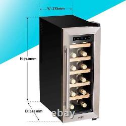 Baridi 12 Bottle Wine Cooler Fridge, Touch Controls, LED Light, Stainless Steel